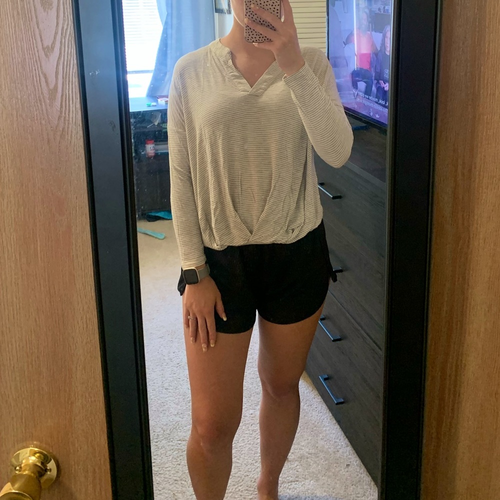 Striped Long Sleeve V Neck